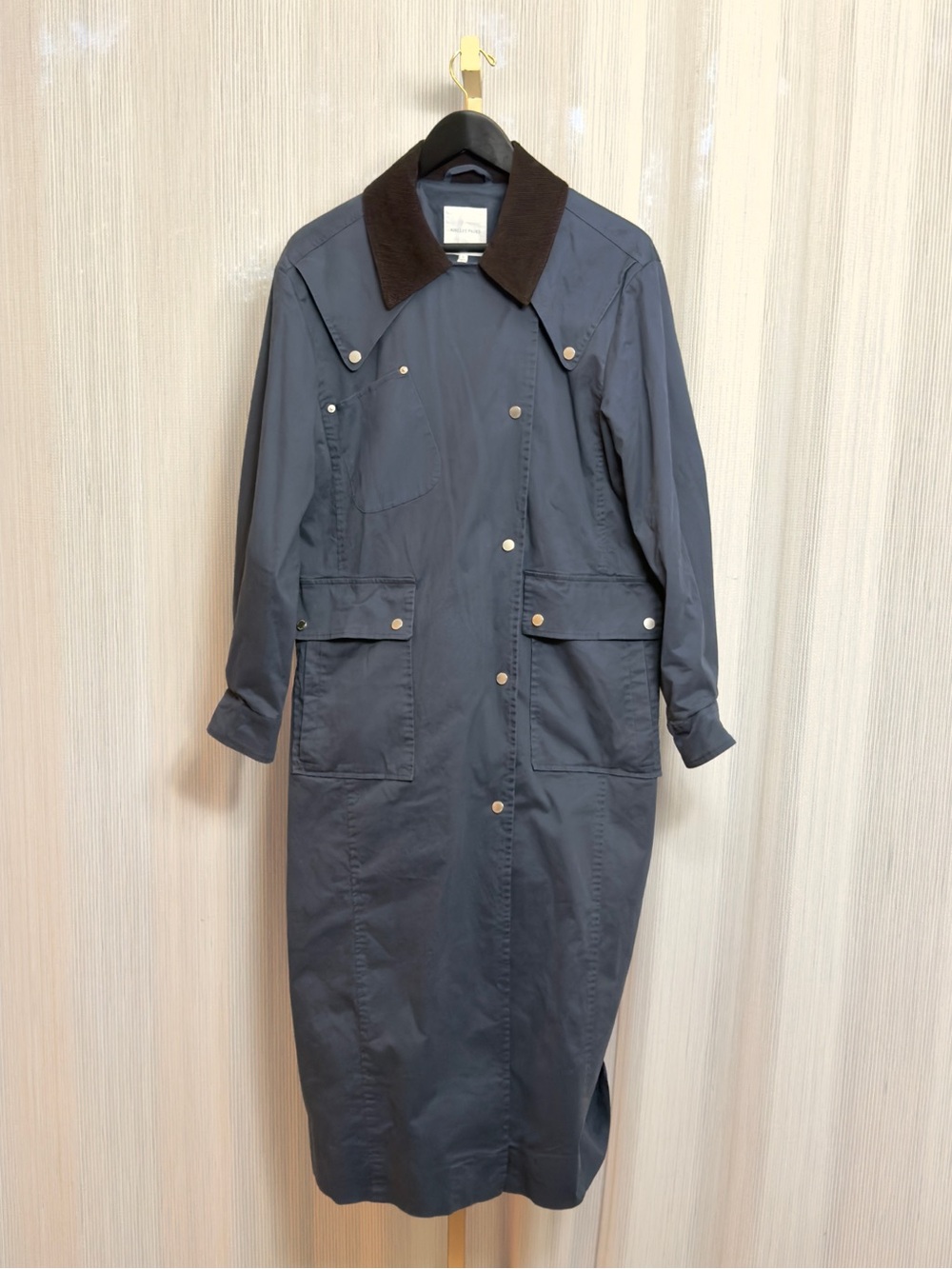 Avec Les Filles Asymmetric Stretch Cotton Long Coat | Midnight | Women’s Large